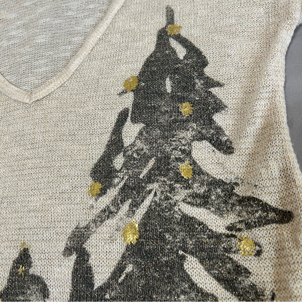 Bethany Mota Holiday Tree Knit Top Cream Long sleeves Size XS - Picture 4 of 16